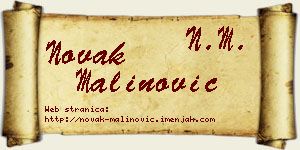 Novak Malinović vizit kartica